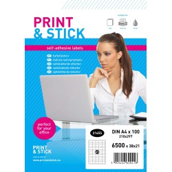 TULOSTUSTARRAT 38x21 MM A4 100 ARKKIA