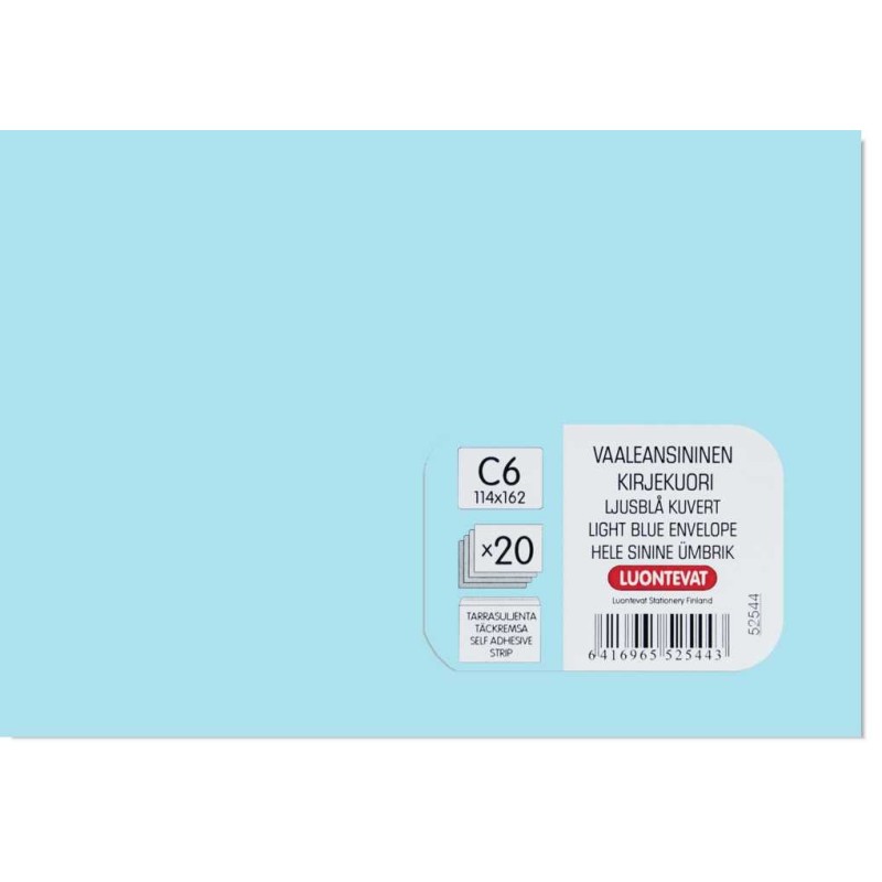 Vaaleansininen kirjekuori C6 20 kpl