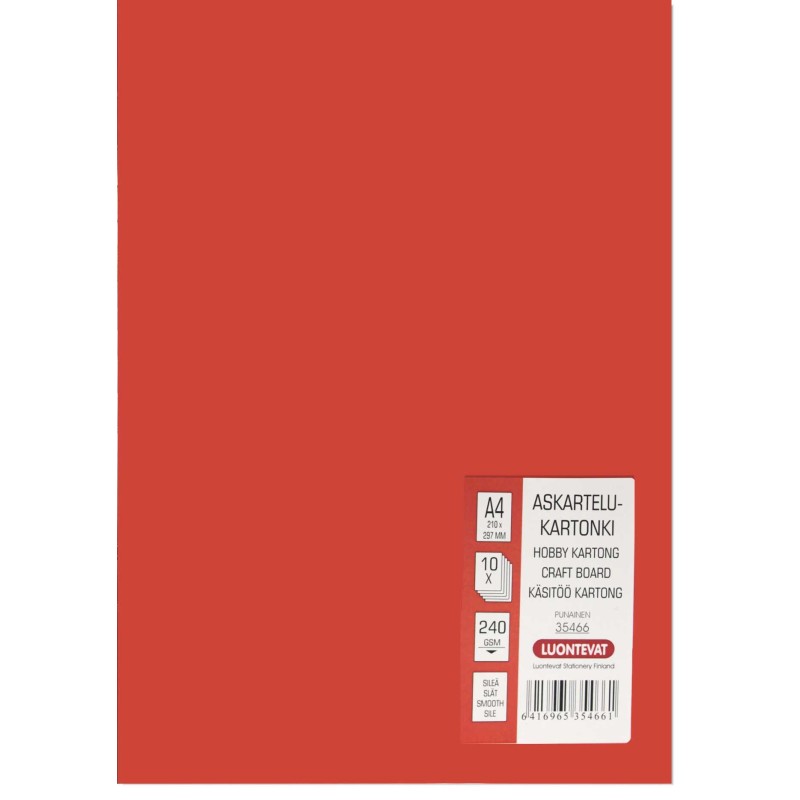 Askartelukartonki A4 punainen 10 kpl