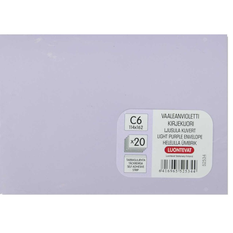 Vaaleanvioletti kirjekuori C6 20 kpl