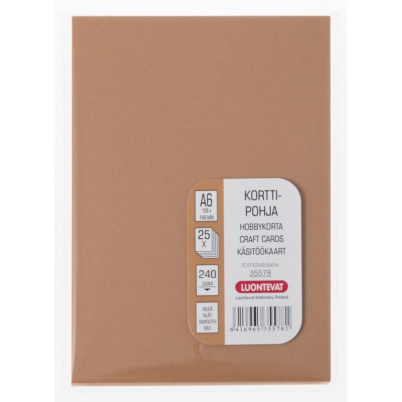 ASKARTELUKORTIT A6 TOFFEENRUSKEA 25 KPL