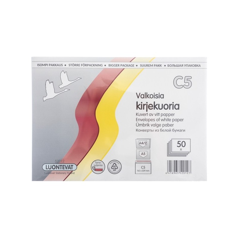 Kirjekuoria C5 50 kpl tarrasuljenta