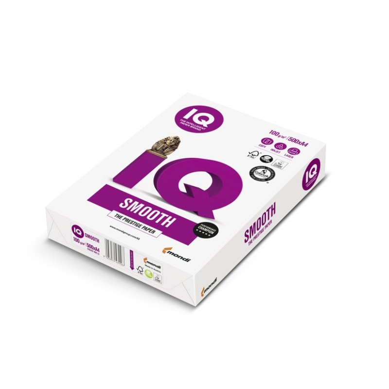 Väritulostuspaperi A4 100 gsm valkoinen 500 kpl IQ Smooth