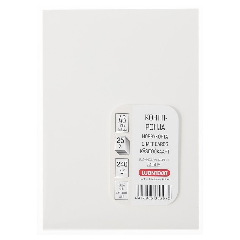 Korttipohja A6 luonnonvalkoinen 25 kpl