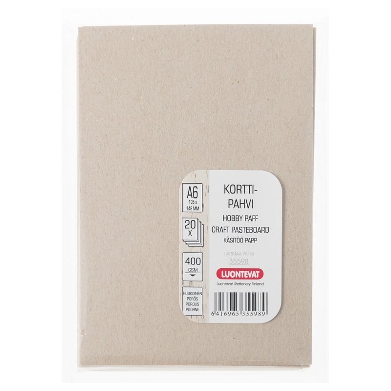Pahvikortti A6 20kpl harmaa