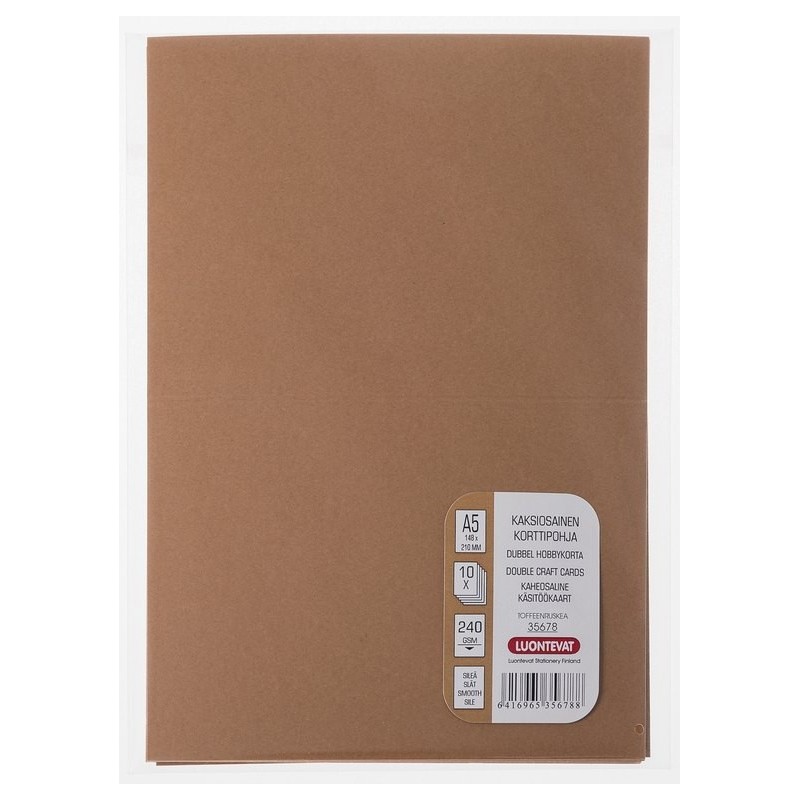 Korttipohja 2-osainen A5 toffeenruskea 10 kpl