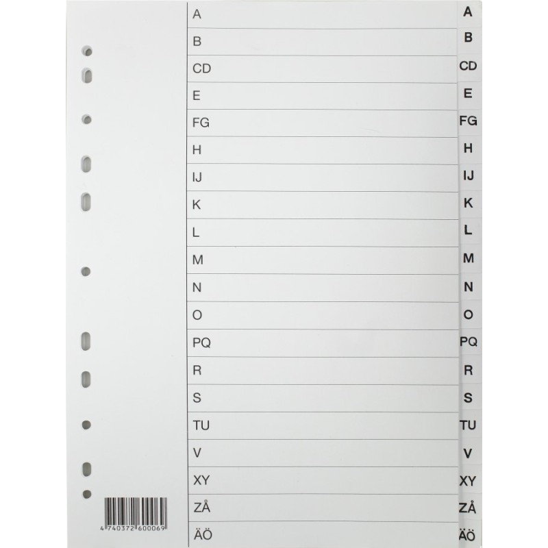 Välilehti A4 valkoinen A-Ö