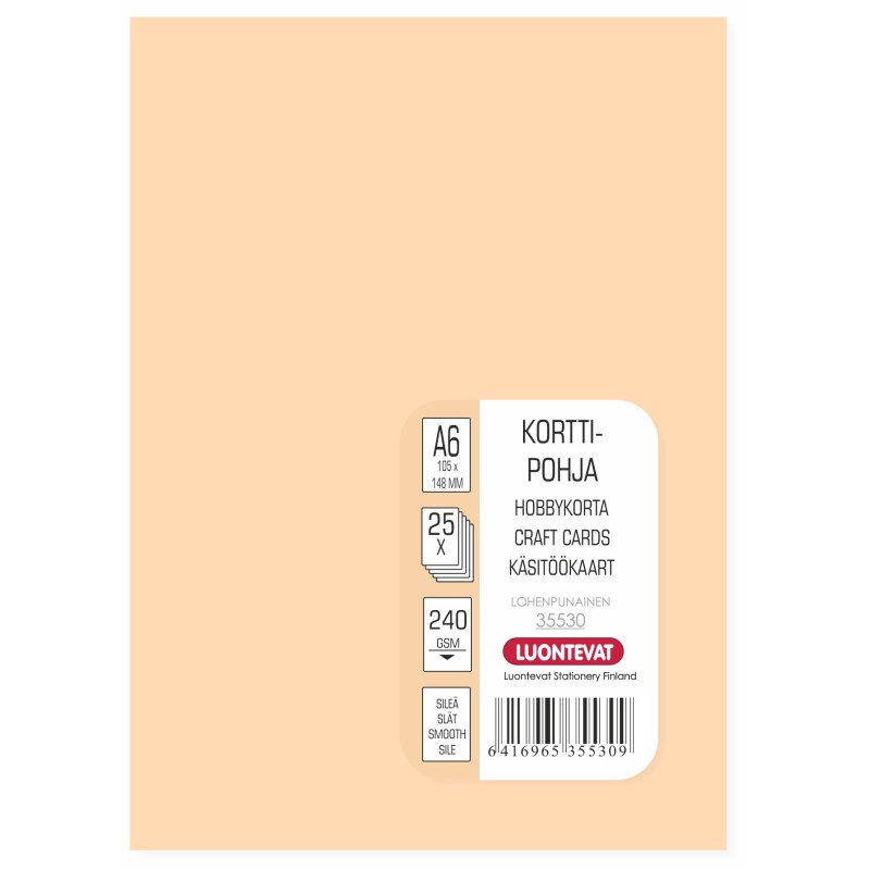 Korttipohja A6/25 lohenpunainen