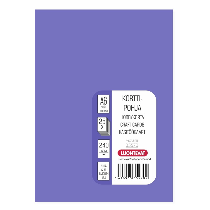 Korttipohja A6 violetti 25 kpl