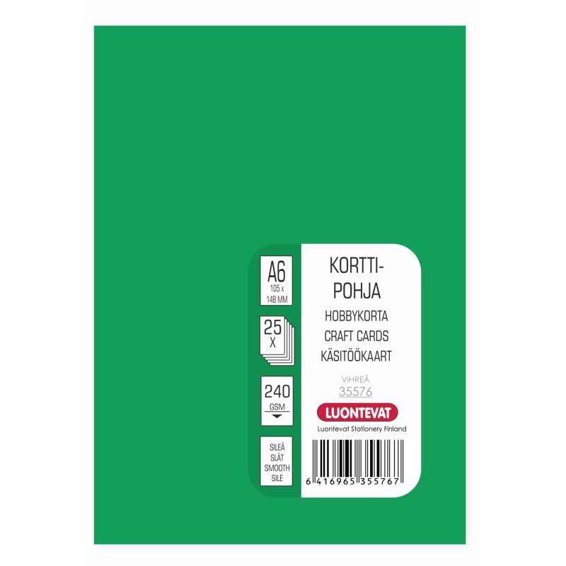 Korttipohja A6 vihreä 25 kpl