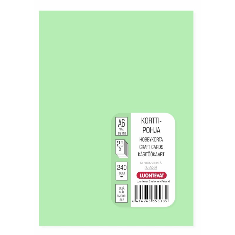Korttipohja A6 mintunvihreä 25 kpl
