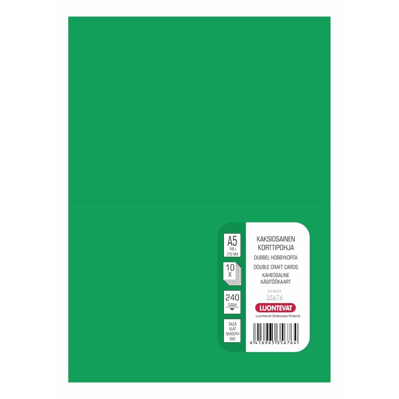 Korttipohja 2-osainen A5 vihreä 10 kpl