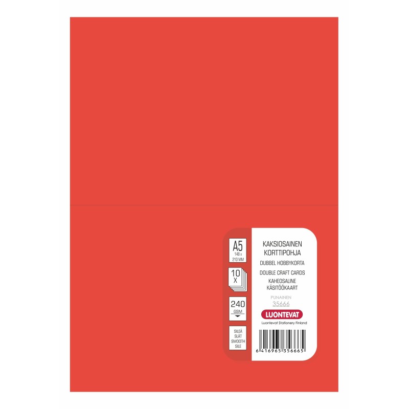 Korttipohja 2-osainen A5 punainen 10 kpl