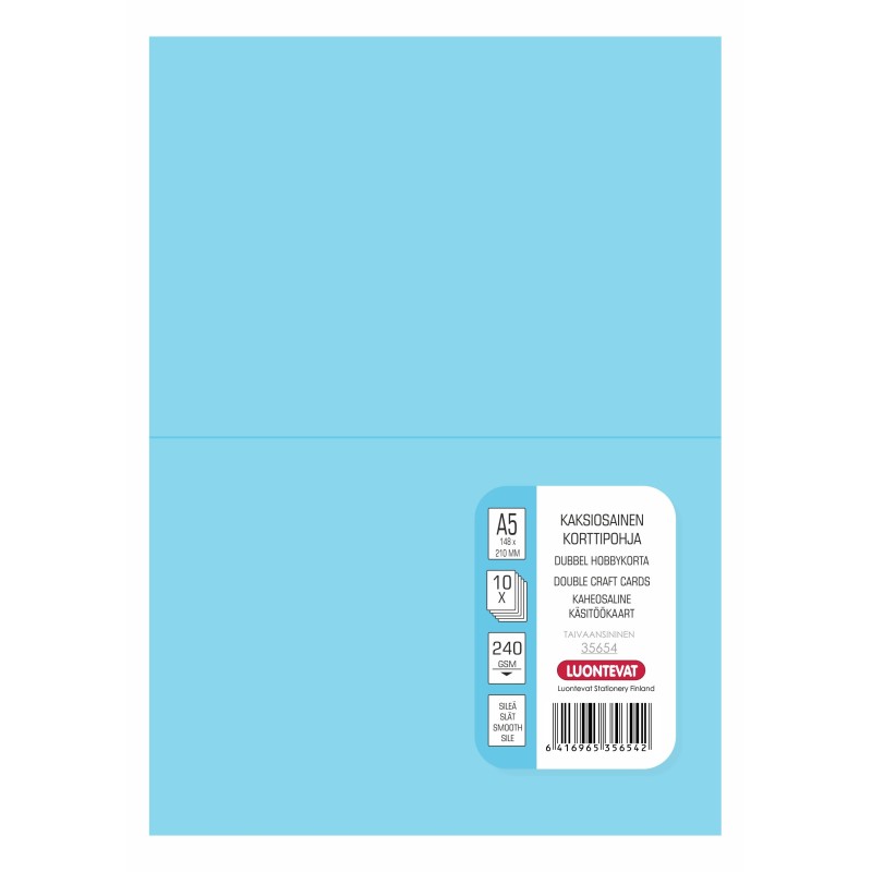 Korttipohja 2-osainen A5 taivaansininen 10 kpl