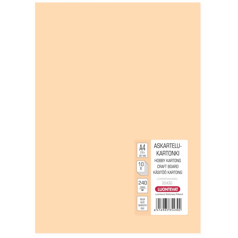 Askartelukartonki A4 lohenpunainen 10 kpl