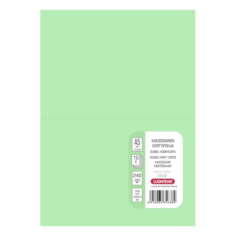 Korttipohja 2-osainen A5 mintunvihreä 10 kpl