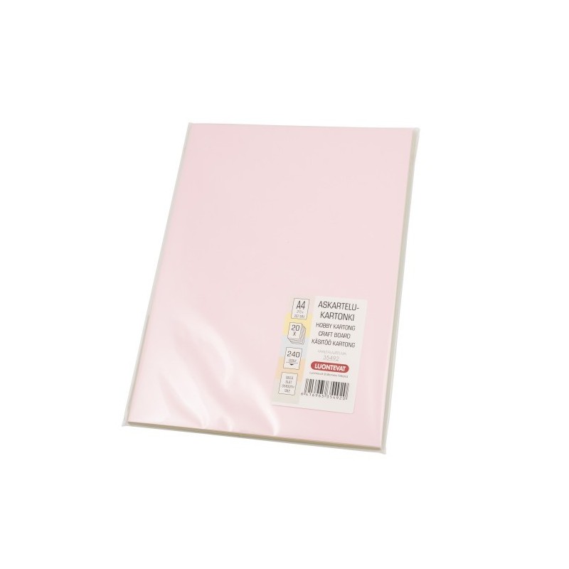 Askartelukartonki A4 5-värin lajitelmapakkaus pastellisävyt 10 kpl