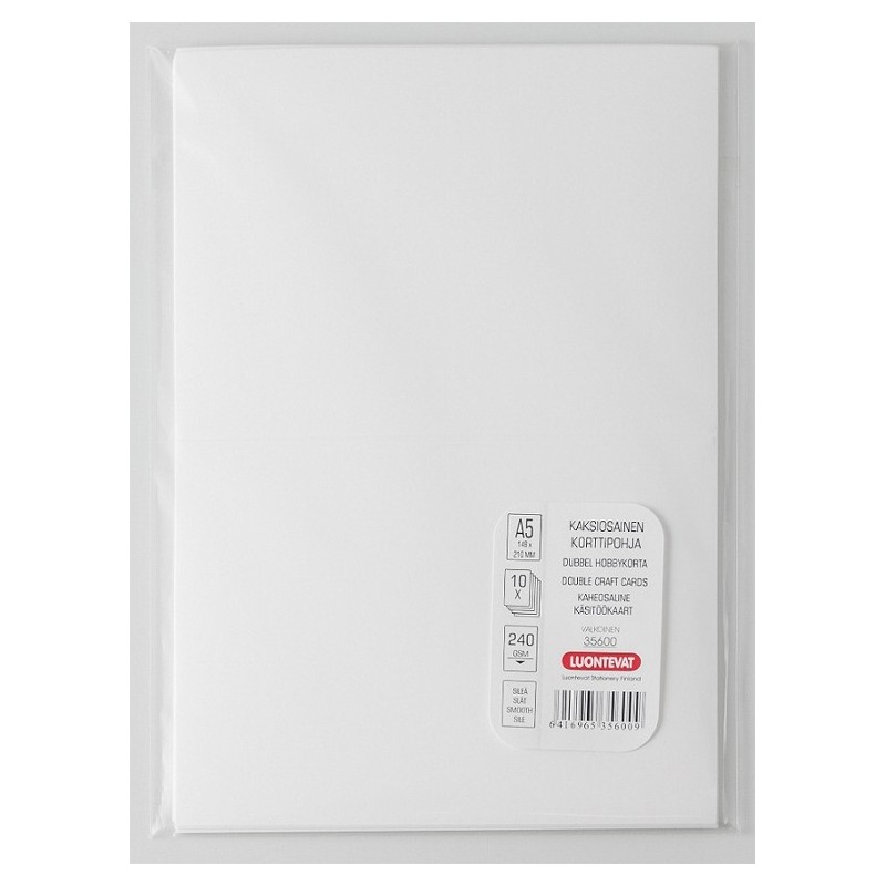Korttipohja kaksiosainen A5 valkoinen 10 kpl