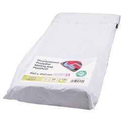 Postituspussi valkoinen  350 x 450 + 50 mm tarrasuljenta 100 kpl