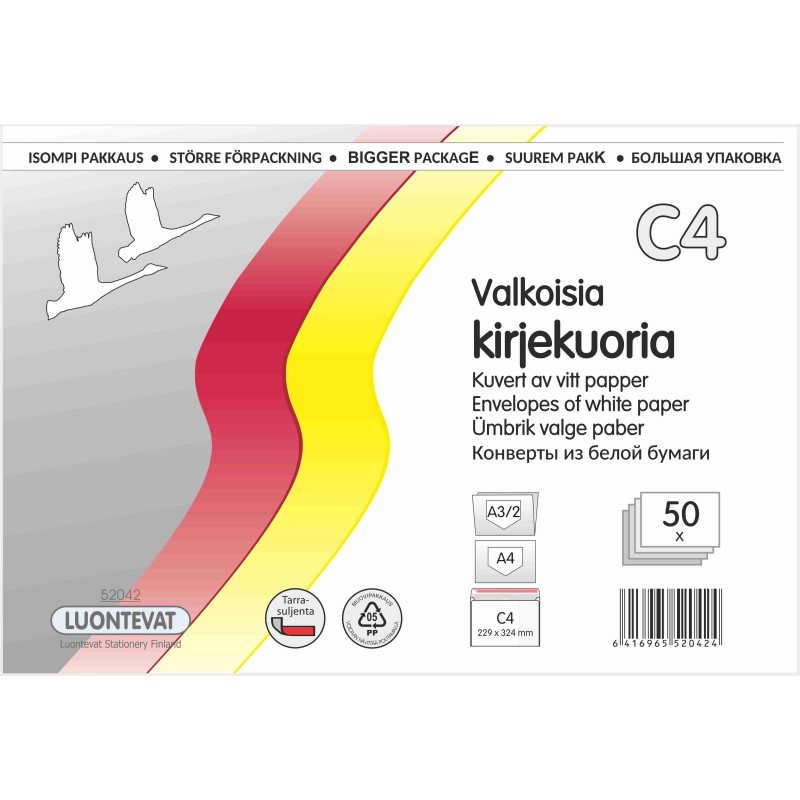 Kirjekuoria C4 50 kpl tarrasuljenta