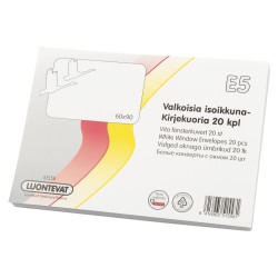 Isoikkunakirjekuoria E5 valkoinen 20 kpl tarrasuljenta