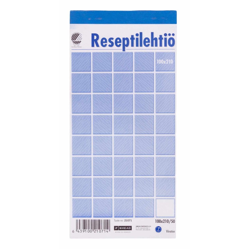 Reseptilehtiö 100x210 mm 50 lehteä College