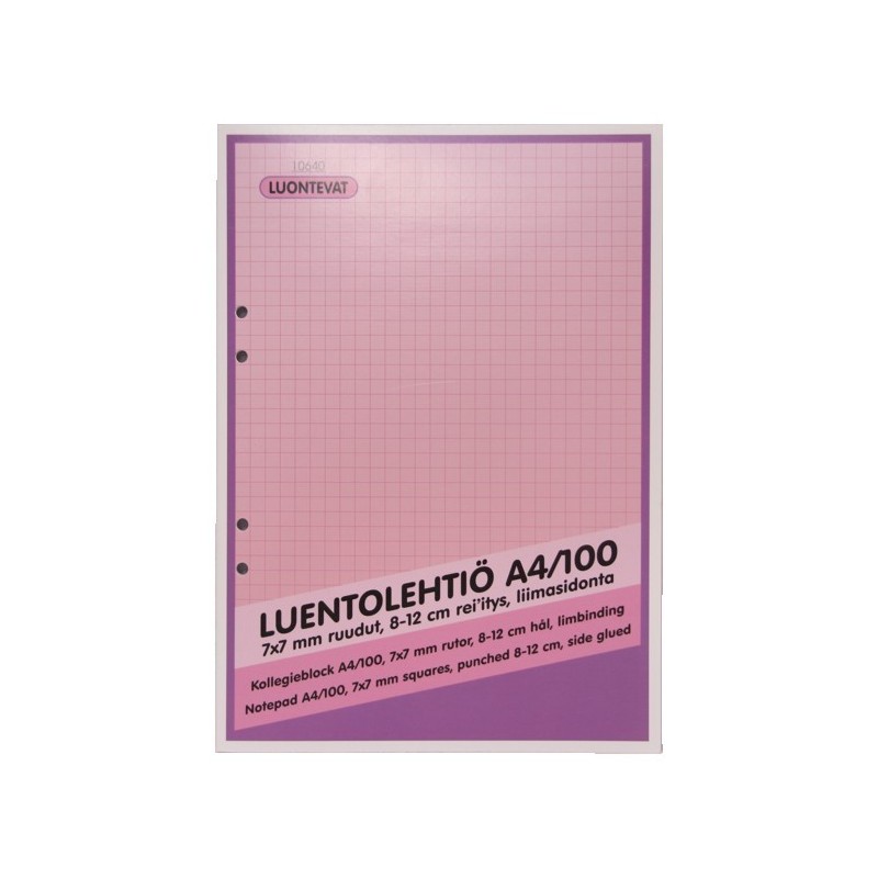 LUENTOLEHTIÖ A4 100 LEHTEÄ 7x7 MM RUUDUT LUENTOLEHTIÖ A4 100 LEHTEÄ 7x7 MM RUUDUT