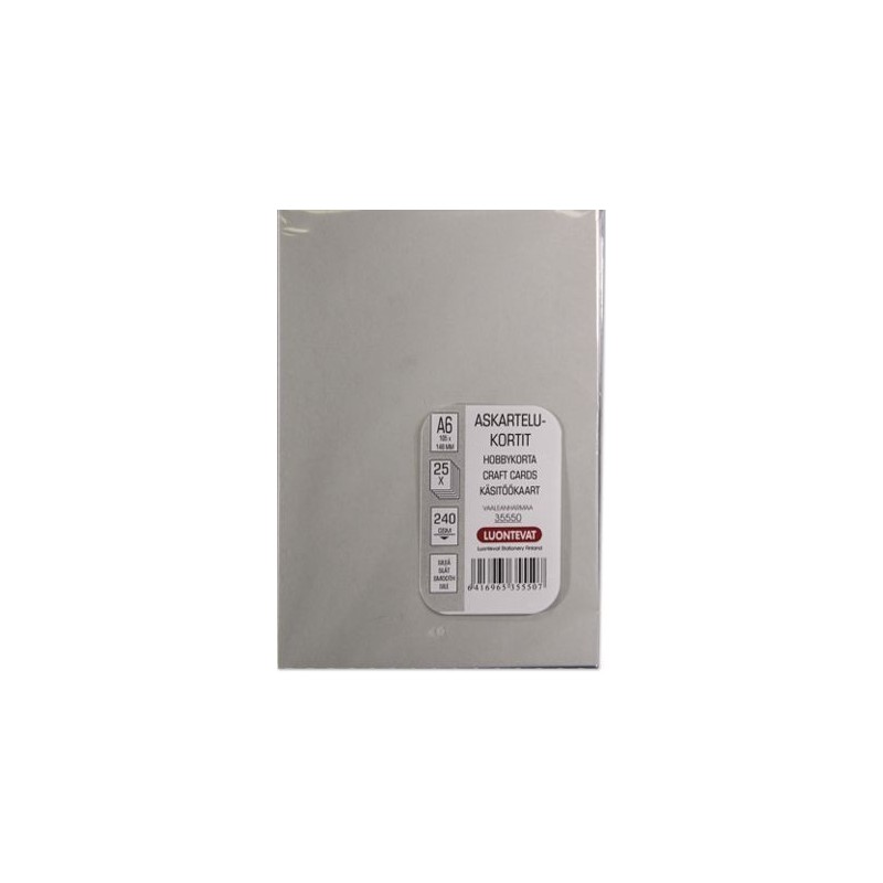 KORTTIPOHJA A6 VAALEANHARMAA 25 KPL